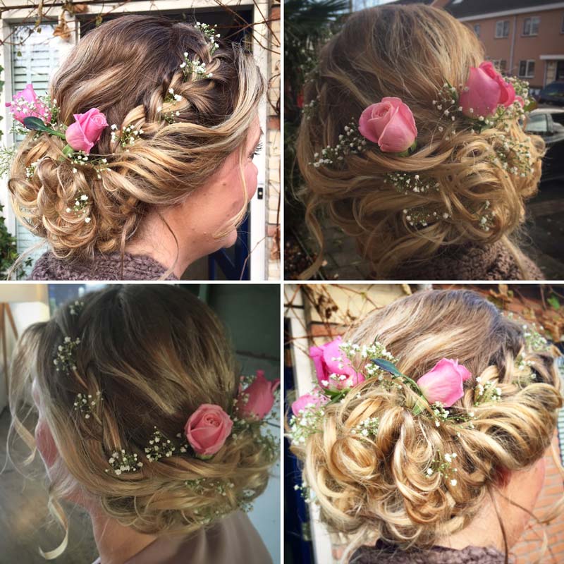Bruidskapsel met bloemen | Door Joyce van Dam Hair & Make-up artist
