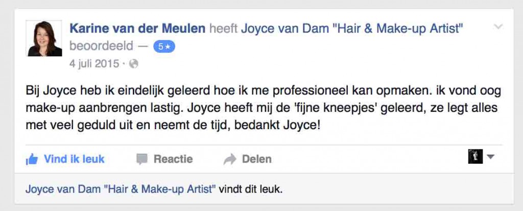make-up advies door visagiste Joyce van Dam